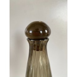 BOTTIGLIA CONICA FIRMATA Venini ITALIA VETRO Murano GRIGIO FUMé TAPPO SFERA '79
