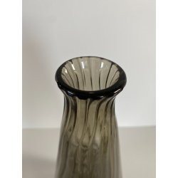 BOTTIGLIA CONICA FIRMATA Venini ITALIA VETRO Murano GRIGIO FUMé TAPPO SFERA '79