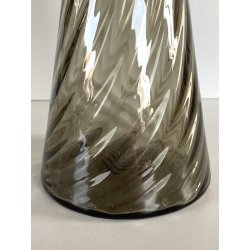 BOTTIGLIA CONICA FIRMATA Venini ITALIA VETRO Murano GRIGIO FUMé TAPPO SFERA '79