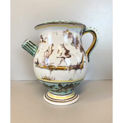 BROCCA VERSATOIO CERAMICA Albisola SAVONA DECORO CALLIGRAFICO PAESAGGIO FIGURE