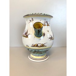 BROCCA VERSATOIO CERAMICA Albisola SAVONA DECORO CALLIGRAFICO PAESAGGIO FIGURE