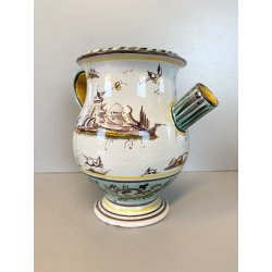 BROCCA VERSATOIO CERAMICA Albisola SAVONA DECORO CALLIGRAFICO PAESAGGIO FIGURE