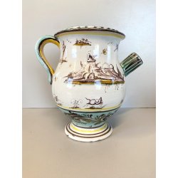 BROCCA VERSATOIO CERAMICA Albisola SAVONA DECORO CALLIGRAFICO PAESAGGIO FIGURE