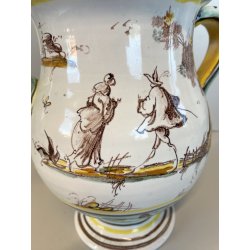 BROCCA VERSATOIO CERAMICA Albisola SAVONA DECORO CALLIGRAFICO PAESAGGIO FIGURE