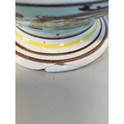 BROCCA VERSATOIO CERAMICA Albisola SAVONA DECORO CALLIGRAFICO PAESAGGIO FIGURE