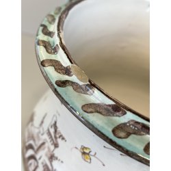 BROCCA VERSATOIO CERAMICA Albisola SAVONA DECORO CALLIGRAFICO PAESAGGIO FIGURE
