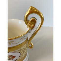 VINTAGE MUG TAZZA CAFFè THE PIATTINO COORDINATO DECORATA A MANO Meissen '900