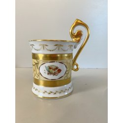 VINTAGE MUG TAZZA CAFFè THE PIATTINO COORDINATO DECORATA A MANO Meissen '900
