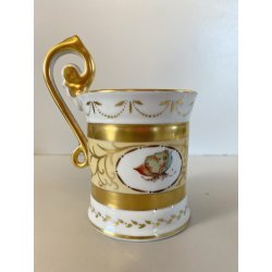 VINTAGE MUG TAZZA CAFFè THE PIATTINO COORDINATO DECORATA A MANO Meissen '900