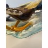 ANTICA SCULTURA ANATRA GIUSEPPE TAGLIARIOL TAY CERAMICA SMALTATA ANNI 60 DUCK