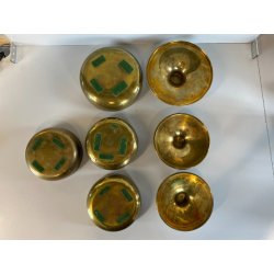 SET 4 SCATOLE DECORATIVE SILVERPLATED BRASS BOWL WITH LID MID CENTURY MODERN '50