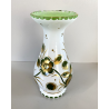 VASO VINTAGE CRISTALLO BOEMIA DECORO FLOREALE MOLATO OVERLAY BIANCO VERDE '60