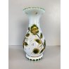 VASO VINTAGE CRISTALLO BOEMIA DECORO FLOREALE MOLATO OVERLAY BIANCO VERDE '60