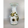 VASO VINTAGE CRISTALLO BOEMIA DECORO FLOREALE MOLATO OVERLAY BIANCO VERDE '60