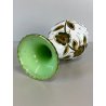 VASO VINTAGE CRISTALLO BOEMIA DECORO FLOREALE MOLATO OVERLAY BIANCO VERDE '60