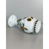 VASO VINTAGE CRISTALLO BOEMIA DECORO FLOREALE MOLATO OVERLAY BIANCO VERDE '60