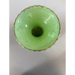 VASO VINTAGE CRISTALLO BOEMIA DECORO FLOREALE MOLATO OVERLAY BIANCO VERDE '60