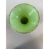 VASO VINTAGE CRISTALLO BOEMIA DECORO FLOREALE MOLATO OVERLAY BIANCO VERDE '60
