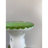 VASO VINTAGE CRISTALLO BOEMIA DECORO FLOREALE MOLATO OVERLAY BIANCO VERDE '60