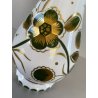 VASO VINTAGE CRISTALLO BOEMIA DECORO FLOREALE MOLATO OVERLAY BIANCO VERDE '60