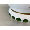 VASO VINTAGE CRISTALLO BOEMIA DECORO FLOREALE MOLATO OVERLAY BIANCO VERDE '60