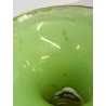 VASO VINTAGE CRISTALLO BOEMIA DECORO FLOREALE MOLATO OVERLAY BIANCO VERDE '60
