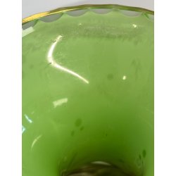 VASO VINTAGE CRISTALLO BOEMIA DECORO FLOREALE MOLATO OVERLAY BIANCO VERDE '60