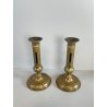 ANTICA PICCOLA COPPIA CANDELIERI PORTA CANDELA OTTONE 18h 1900 EIETTORE CERA