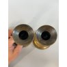 ANTICA PICCOLA COPPIA CANDELIERI PORTA CANDELA OTTONE 18h 1900 EIETTORE CERA