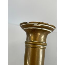ANTICA PICCOLA COPPIA CANDELIERI PORTA CANDELA OTTONE 18h 1900 EIETTORE CERA