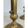 ANTICA PICCOLA COPPIA CANDELIERI PORTA CANDELA OTTONE 18h 1900 EIETTORE CERA