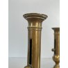 ANTICA PICCOLA COPPIA CANDELIERI PORTA CANDELA OTTONE 18h 1900 EIETTORE CERA