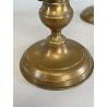 ANTICA PICCOLA COPPIA CANDELIERI PORTA CANDELA OTTONE 18h 1900 EIETTORE CERA