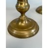 ANTICA PICCOLA COPPIA CANDELIERI PORTA CANDELA OTTONE 18h 1900 EIETTORE CERA