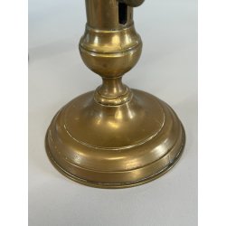 ANTICA PICCOLA COPPIA CANDELIERI PORTA CANDELA OTTONE 18h 1900 EIETTORE CERA