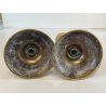 ANTICA PICCOLA COPPIA CANDELIERI PORTA CANDELA OTTONE 18h 1900 EIETTORE CERA