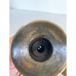 ANTICA PICCOLA COPPIA CANDELIERI PORTA CANDELA OTTONE 18h 1900 EIETTORE CERA