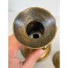 ANTICA PICCOLA COPPIA CANDELIERI PORTA CANDELA OTTONE 18h 1900 EIETTORE CERA
