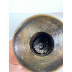 ANTICA PICCOLA COPPIA CANDELIERI PORTA CANDELA OTTONE 18h 1900 EIETTORE CERA