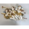 RARA CERAMICA Perconte Sciacca TRE PUTTI MUSICANTI SMALTO POLICROMO ORO RESTAURI