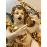 RARA CERAMICA Perconte Sciacca TRE PUTTI MUSICANTI SMALTO POLICROMO ORO RESTAURI