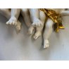 RARA CERAMICA Perconte Sciacca TRE PUTTI MUSICANTI SMALTO POLICROMO ORO RESTAURI