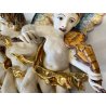 RARA CERAMICA Perconte Sciacca TRE PUTTI MUSICANTI SMALTO POLICROMO ORO RESTAURI