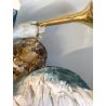 RARA CERAMICA Perconte Sciacca TRE PUTTI MUSICANTI SMALTO POLICROMO ORO RESTAURI