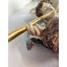 RARA CERAMICA Perconte Sciacca TRE PUTTI MUSICANTI SMALTO POLICROMO ORO RESTAURI