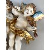 RARA CERAMICA Perconte Sciacca TRE PUTTI MUSICANTI SMALTO POLICROMO ORO RESTAURI