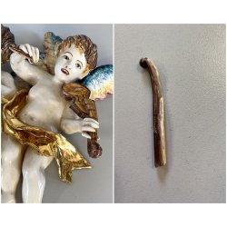 RARA CERAMICA Perconte Sciacca TRE PUTTI MUSICANTI SMALTO POLICROMO ORO RESTAURI