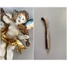 RARA CERAMICA Perconte Sciacca TRE PUTTI MUSICANTI SMALTO POLICROMO ORO RESTAURI