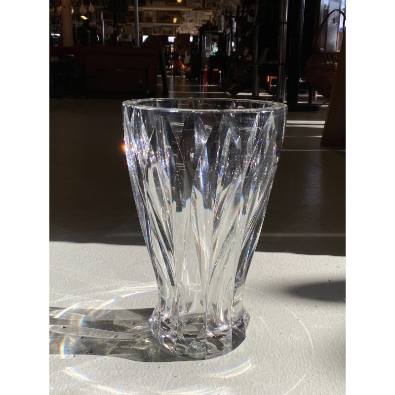 GRANDE VASO CRISTALLO ST. Louis FRANCIA FIRMATO BASE VINTAGE GLASS 28cm/h  '70s