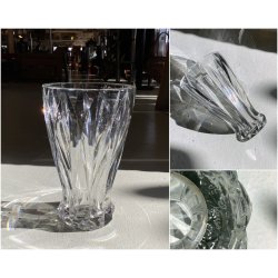 GRANDE VASO CRISTALLO ST. Louis FRANCIA FIRMATO BASE VINTAGE GLASS 28cm/h  '70s